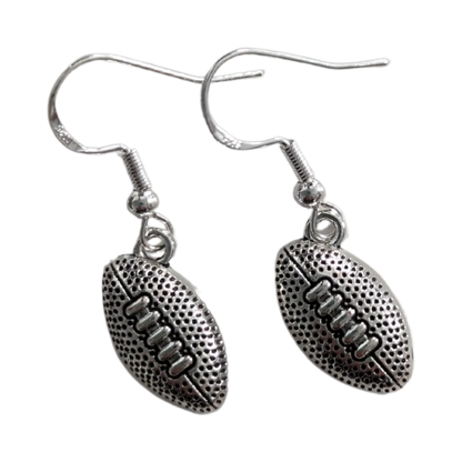 Earrings - Silver football on silver hook earrings