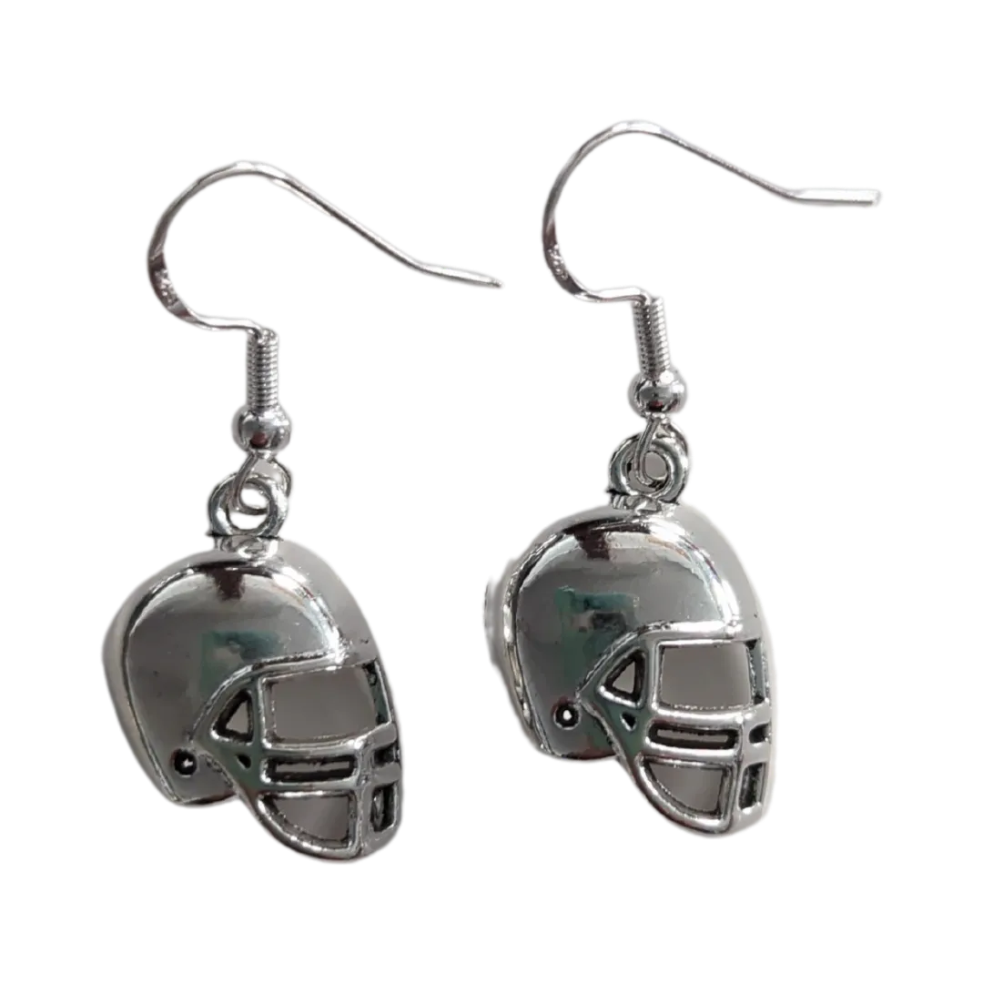 Earrings - Silver football on silver hook earrings