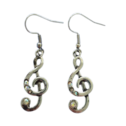 Earrings - Silver music note on hook