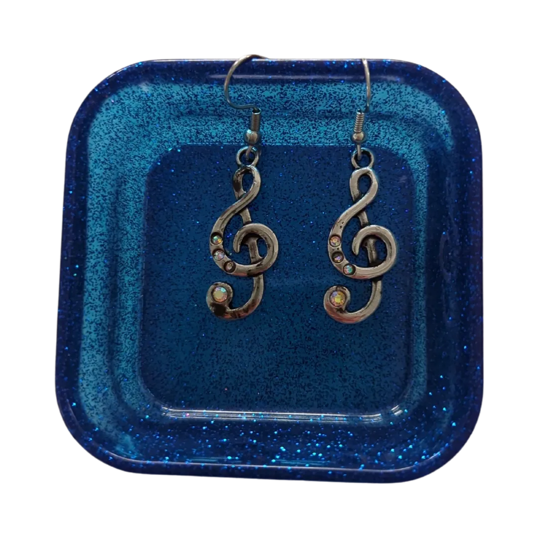 Earrings - Silver music note on hook