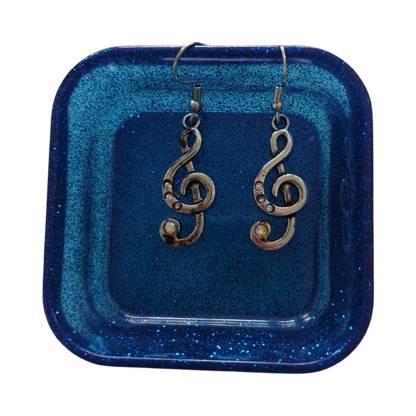 Earrings - Silver music note on hook