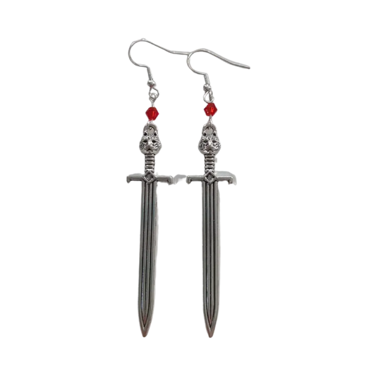 Earrings - Silver sword on hook