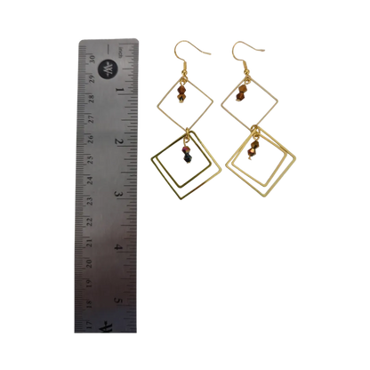 Earrings - Square/Diamond with 4 mm Bi-cone Crystal Beads on hook