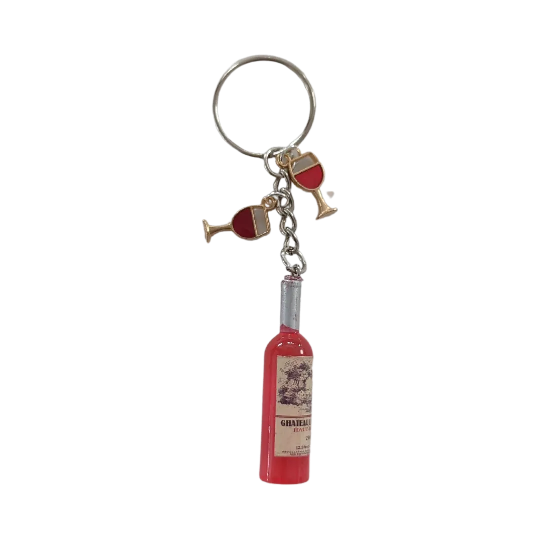 Keychain - Resin wine and wine glasses