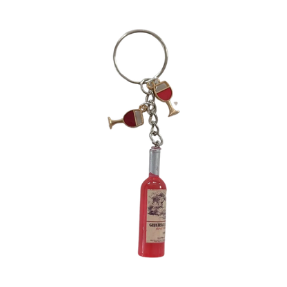 Keychain - Resin wine and wine glasses