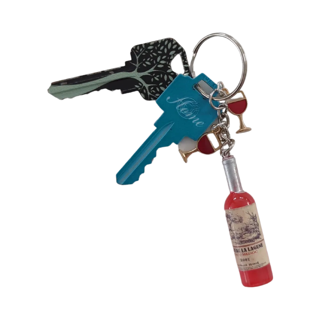 Keychain - Resin wine and wine glasses