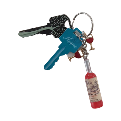 Keychain - Resin wine and wine glasses