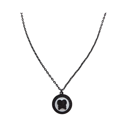 Necklace - 16.5 inches broken heart charm on black chain