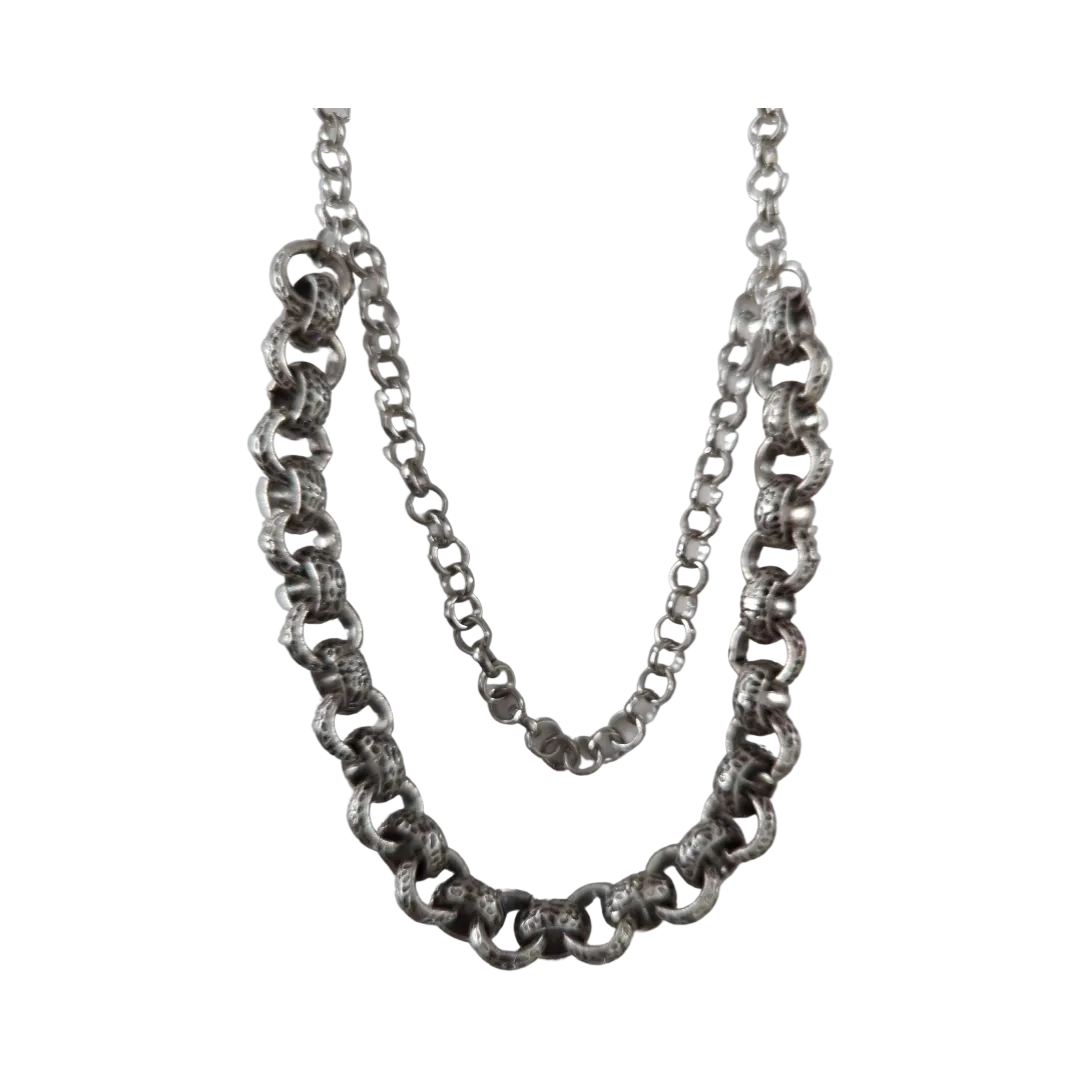 Necklace - 17 inches 2 mm antique silver rolo chain 9.5 inches 6.3 mm rolo chain