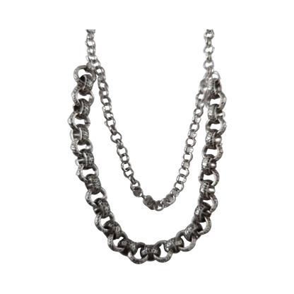 Necklace - 17 inches 2 mm antique silver rolo chain 9.5 inches 6.3 mm rolo chain