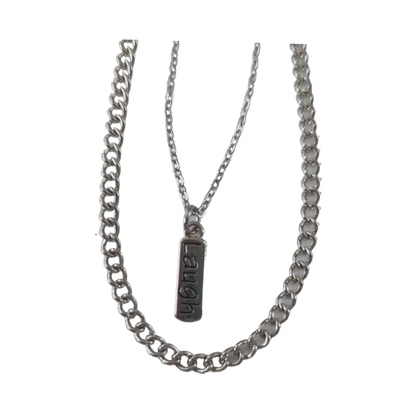 Necklace - 18 inches antique silver curb chain 15.5 inches stainless steel link chain with laugh charm