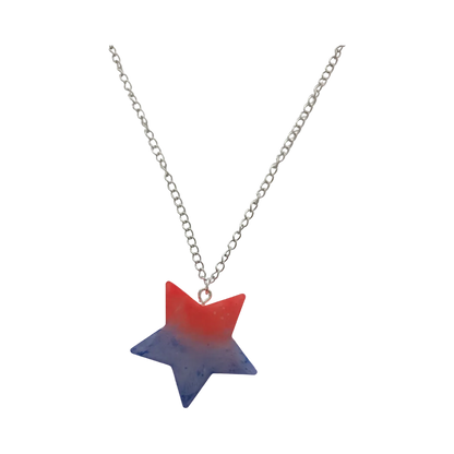 Necklace - 20 inches Resin star on stainless steel curb chain