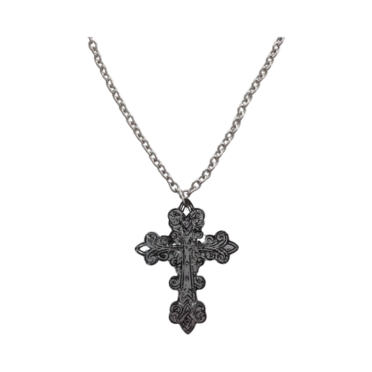 Necklace - 21 inches resin cross on 7mm cable chain