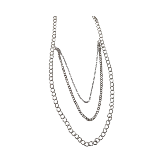 Necklace - 21 inches silver cable chain 8 inches stainless steel curb chain 7 stainless steel link chain