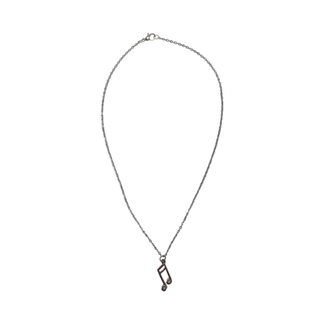 Necklace - 17.5 inches silver music note on stainless steel cable link chain