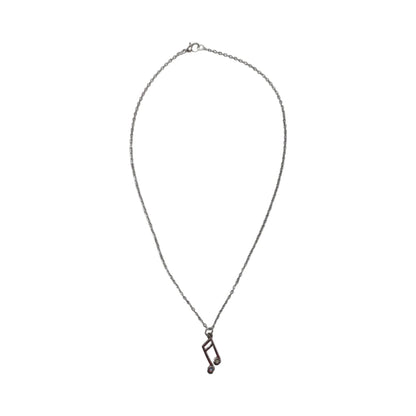 Necklace - 17.5 inches silver music note on stainless steel cable link chain