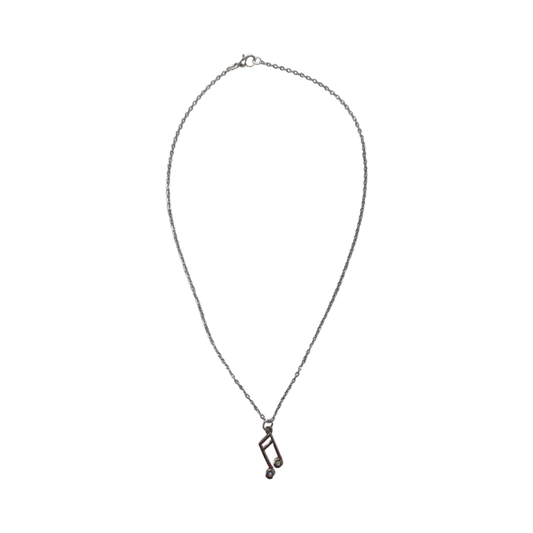 Necklace - 17.5 inches silver music note on stainless steel cable link chain