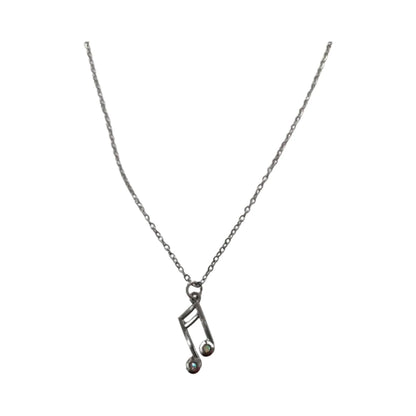 Necklace - 17.5 inches silver music note on stainless steel cable link chain