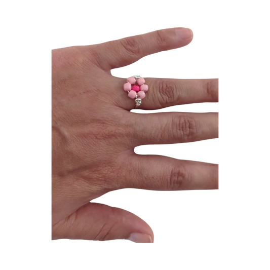 Ring - Daisy flower acrylic bead (22 gauge 0.6mm, 18 gauge 1.0mm)