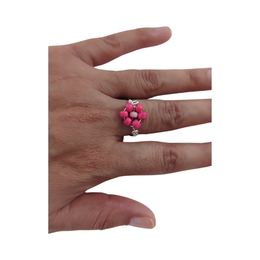 Ring - Daisy flower acrylic bead (22 gauge 0.6mm, 18 gauge 1.0mm)