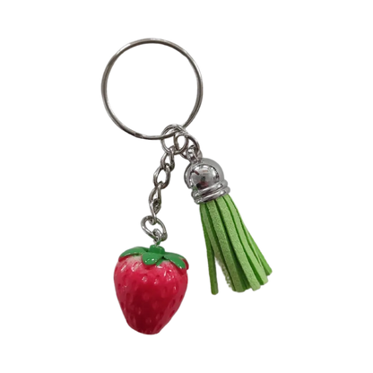 Keychain - 3D Strawberry with acrylic tassel