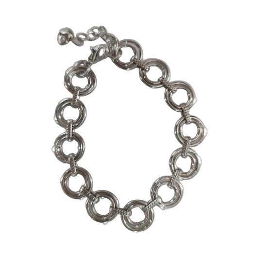 Bracelet - 7 inches Silver circles linked specialty chain Bracelet