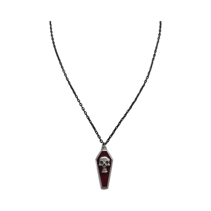 Necklace - 18.5 inches coffin charm on black chain