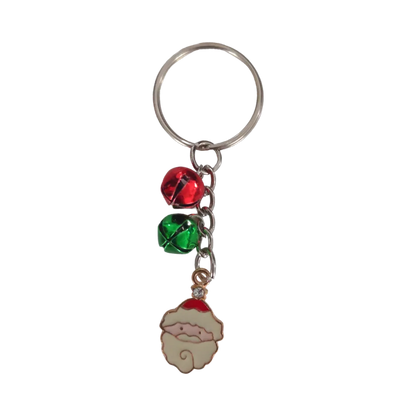 Keychain - Christmas charm with two Small Jingle Bells (green and red)