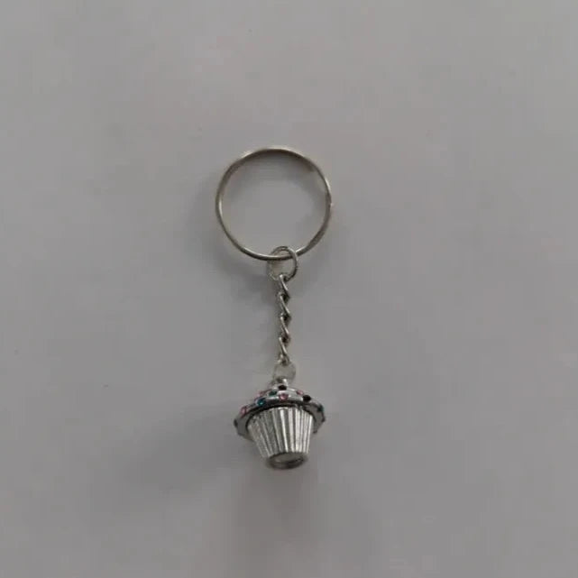 Keychain - Pink and silver cupcake