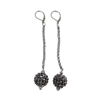 Earrings - Acrylic textured bead stainless steel rolo chain drop on silver french hook